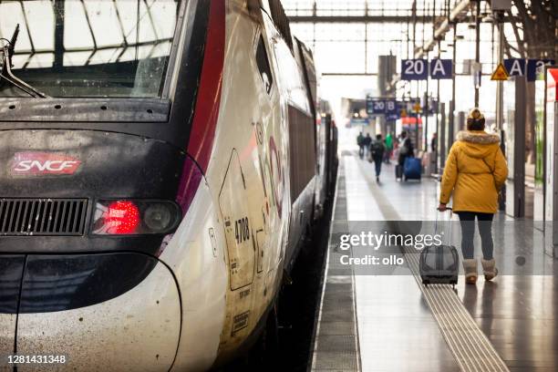passagers à la gare centrale de francfort - hauptbahnhof - tgv photos et images de collection