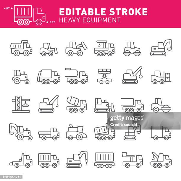 heavy equipment icons - dump truck stock illustrations