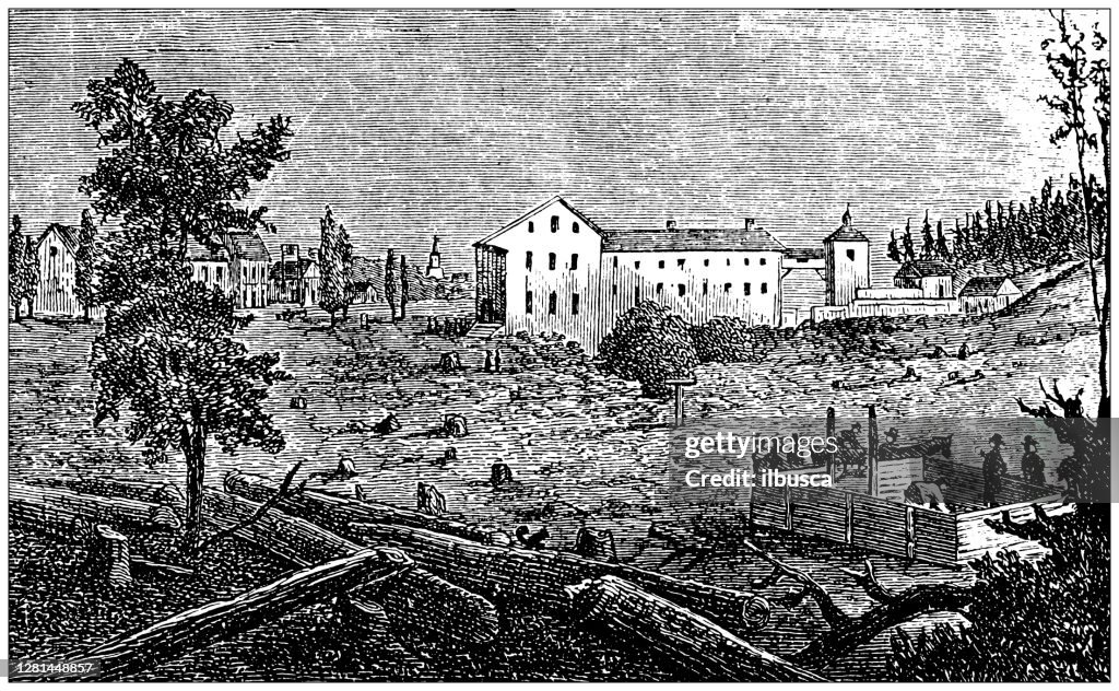 Antique illustration of historic towns of the middle States: Saratoga, Congress 1820