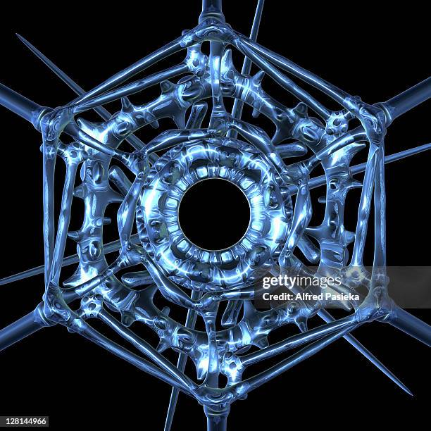 bacteriophage (enterobacteria phage t4) a virus that infects bacteria, low angle view, against black background - t4 bacteriophage stock pictures, royalty-free photos & images