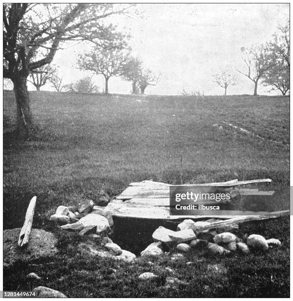 Fotografa Antigua En Blanco Y Negro De Ciudades Histricas De Los Estados Medios Saratoga Old Well En La Granja De Freeman Battlegorund, Foto de stock