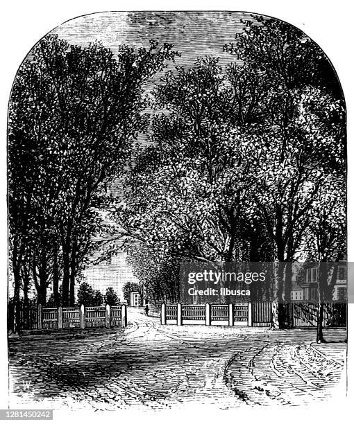 Antique Illustration Of Historic Towns Of The Middle States Schenectady Blue Gate Entrance To Union College High-Res Vector Graphic