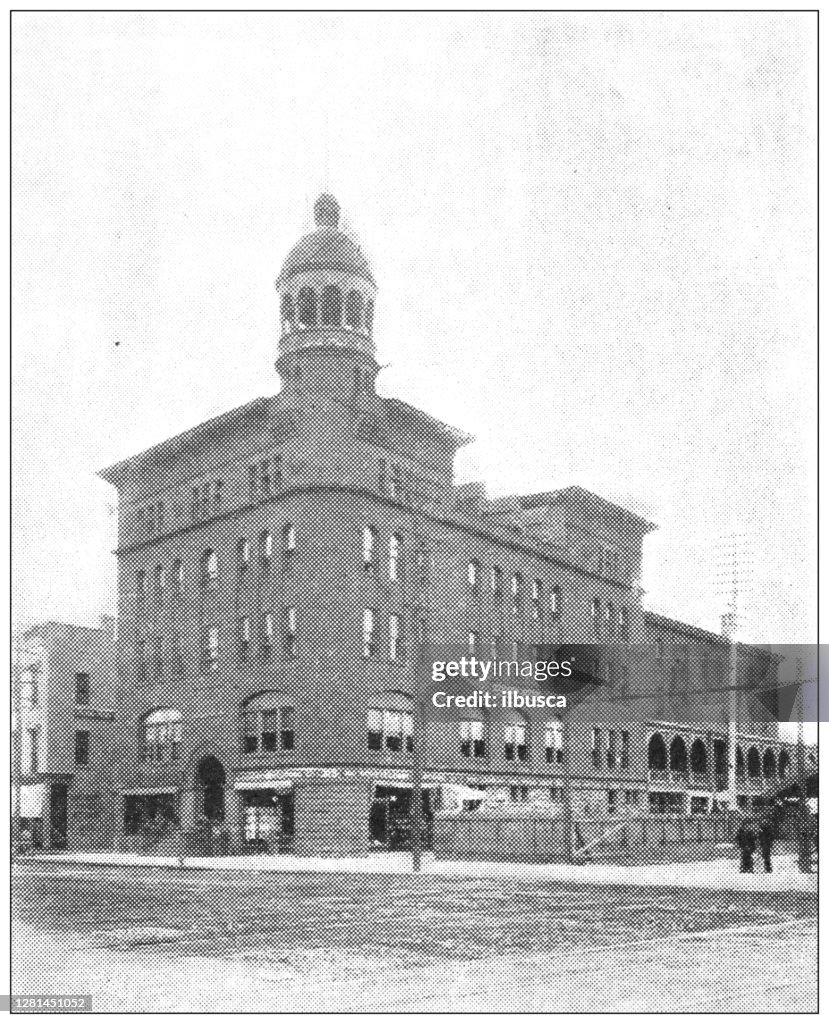Antique black and white photograph of historic towns of the middle States: Schenectady, Edison hotel