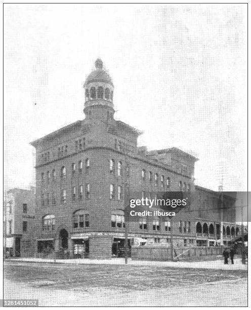 Antique Black And White Photograph Of Historic Towns Of The Middle States Schenectady Edison Hotel High-Res Vector Graphic