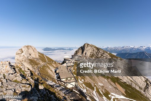 Dramatic view of the Mount Pilatus summit in the alps in Switzerland