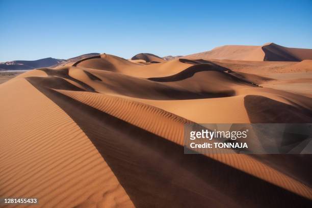 the sand dunes of namib desert, namib-naukluft national park, namibia - paisaje árido fotografías e imágenes de stock