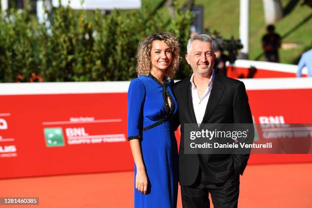 Lara Bardina and Director Den Tolmor attend the red carpet of the movie "Francesco" during the 15th Rome Film Festival on October 21, 2020 in Rome,...