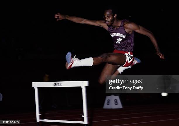 Edwin Moses of the United States during training for the Men's 400 metres hurdles on 1st May 1978 at the Morehouse College in Atlanta, Georgia,...