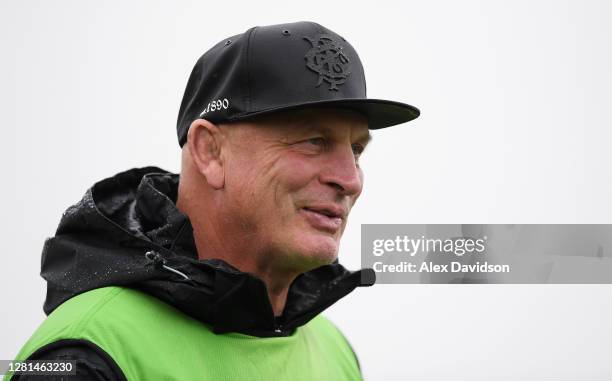 Barbarians Head Coach Vern Cotter looks on during a Barbarians Training session at Latymer Upper School Playing Fields on October 21, 2020 in London,...