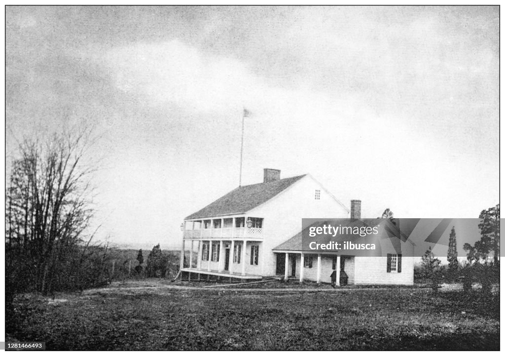 Antique black and white photograph of historic towns of the middle States: Princeton, Washington's headquarters at Rocky Hill, NJ