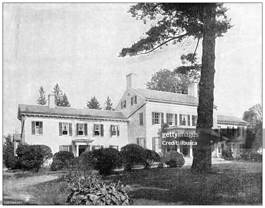 Antique black and white photograph of historic towns of the middle States: Princeton, Morven