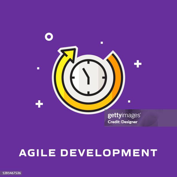 agile development flat line icon, vector symbol illustration. - performance management system stock illustrations