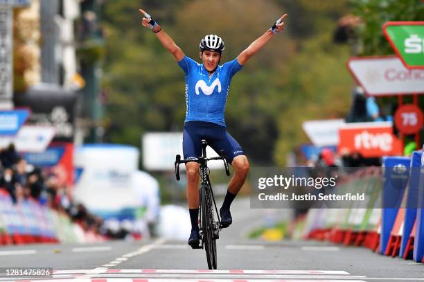 Arrival / Marc Soler Gimenez of Spain and Movistar Team / Celebration / during the 75th Tour of Spain 2020, Stage 2 a 151,6km stage from Pamplona to...