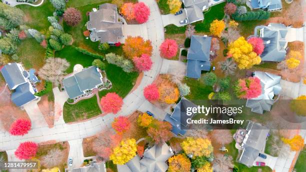 bellissimi quartieri tra colori autunnali, vista aerea. - appleton foto e immagini stock