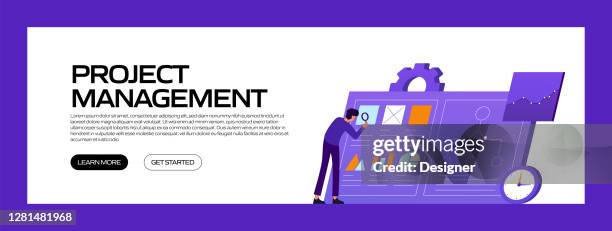 project management concept vector illustration for website banner, advertisement and marketing material, online advertising, business presentation etc. - product engineering services stock illustrations