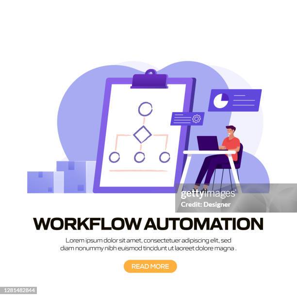 workflow automation concept vector illustration for website banner, advertisement and marketing material, online advertising, business presentation etc. - product engineering services stock illustrations