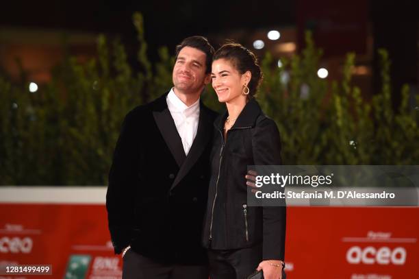 Giampaolo Morelli and Gloria Bellicchi attend the red carpet of the movie "Maledetta Primavera" during the 15th Rome Film Festival on October 21,...