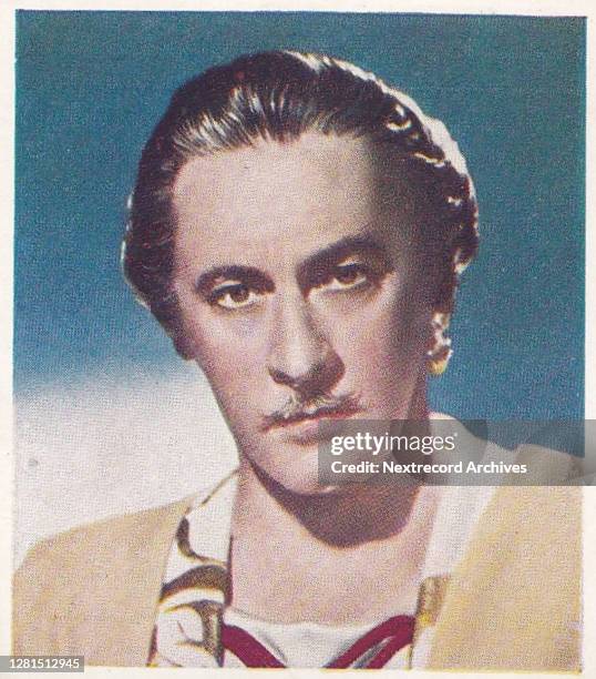 Collectible Godfrey Phillips Ltd tobacco card, Characters Come to Life series, published 1938, depicting film stills from classic Hollywood and...