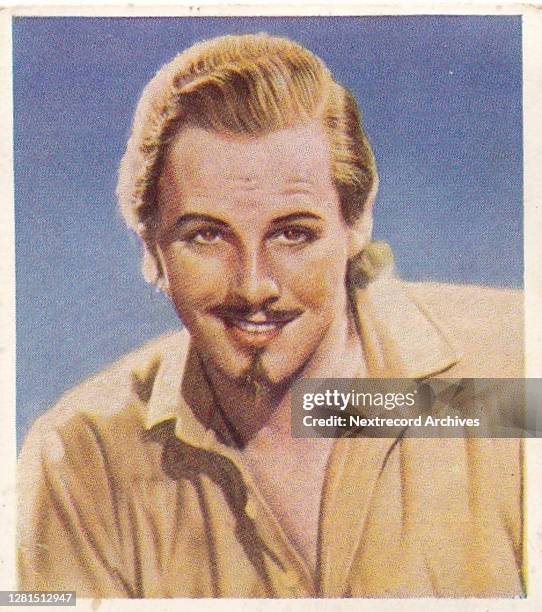 Collectible Godfrey Phillips Ltd tobacco card, Characters Come to Life series, published 1938, depicting film stills from classic Hollywood and...