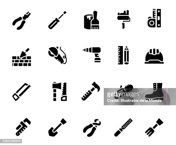 repair tools icons - brushed steel stock illustrations