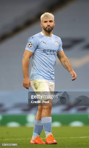 Sergio Aguero of Manchester City during the UEFA Champions League Group C stage match between Manchester City and FC Porto at Etihad Stadium on...