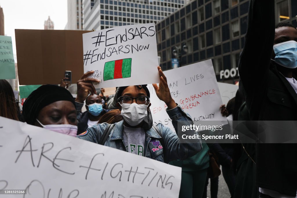 Protestors In New York City Rally Against Police Violence In Nigeria