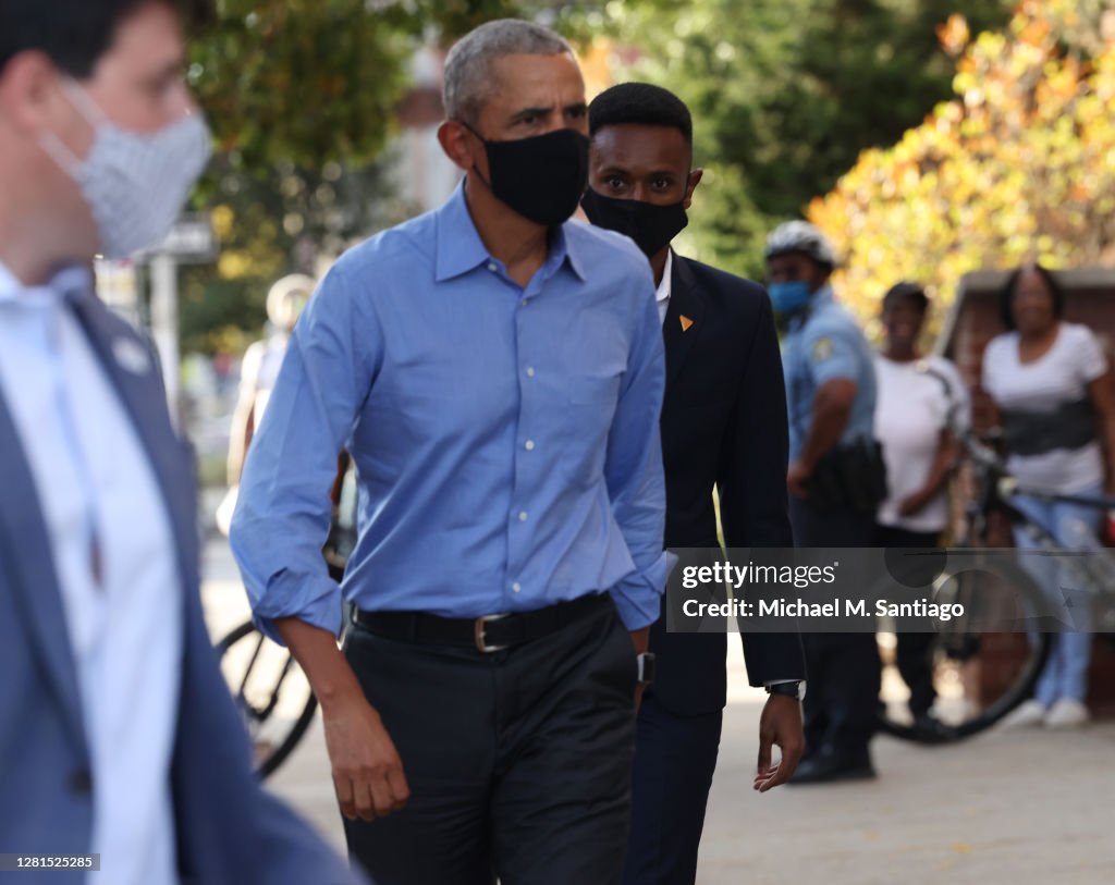 Former President Barack Obama Campaigns For Candidate Joe Biden In Philadelphia