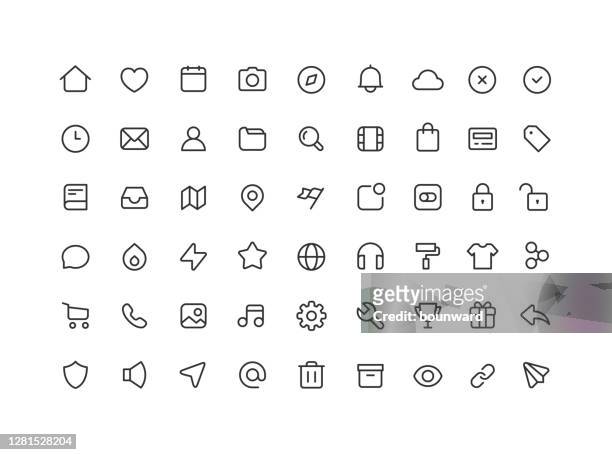 54 big collection of web user interface line icons editable stroke - graphical user interface stock illustrations