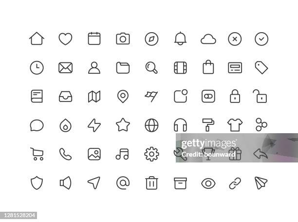 54 大集合的 web 使用者介面行圖示可編輯描邊。 - 大文字 幅插畫檔、美工圖案、卡通及圖標