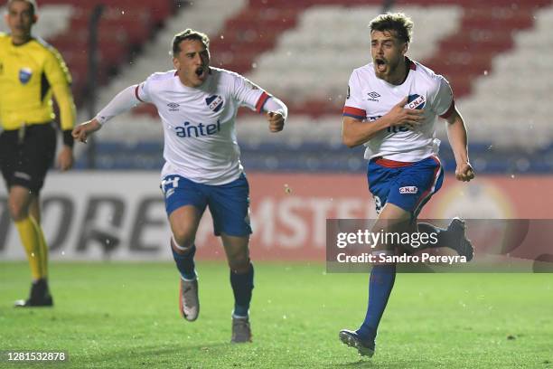 Alfonso Trezza of Nacional celebrates after scoring the second goal of his team during a Group F match of Copa CONMEBOL Libertadores 2020 between...