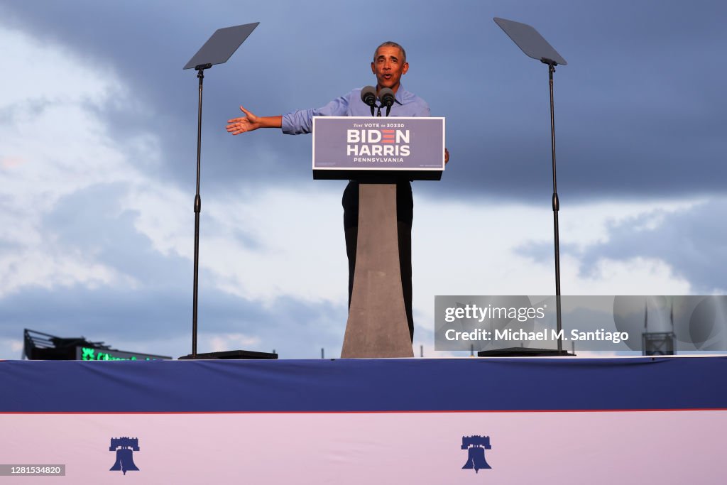 Former President Barack Obama Campaigns For Candidate Joe Biden In Philadelphia