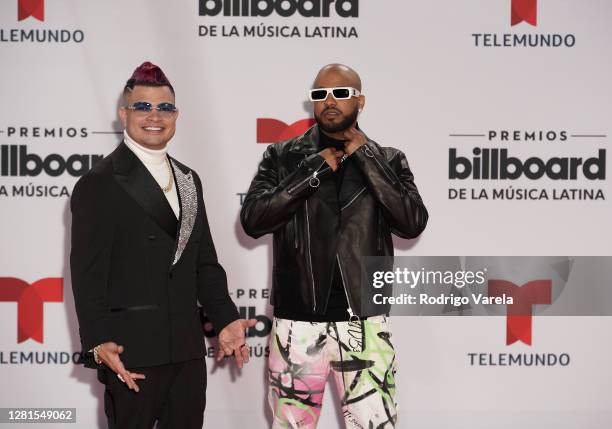 Randy Nota Loca and Joel A. Muñoz Martínez of Jowell & Randy attends the 2020 Billboard Latin Music Awards at BB&T Center on October 21, 2020 in...