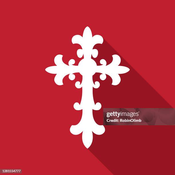 ornate religious cross icon - baptism stock illustrations