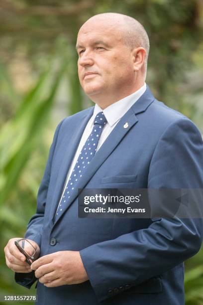 Police and Emergency Services Minister David Elliott looks on during a press conference at Parliament House on October 22, 2020 in Sydney, Australia....