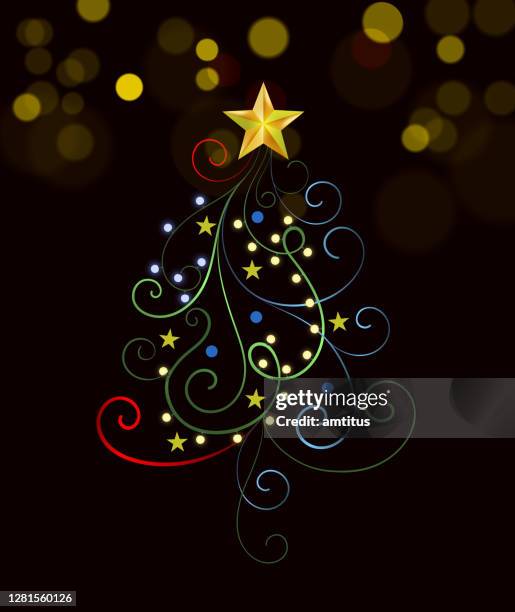 xmas tree - christmas lights string background stock illustrations
