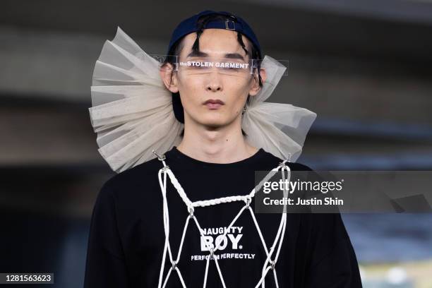 In this image released on Octover 22 a model showcases designs by THE STOLEN GARMENT at the pre-shooting of runway show as a part of GENERATION NEXT...