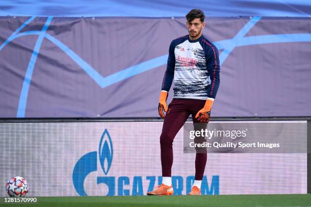 Diego Altube of Real Madrid looks on prior the game during the UEFA Champions League Group B stage match between Real Madrid and Shakhtar Donetsk at...