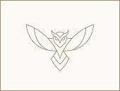 Modern minimal owl illustration. Linear owl logotype.