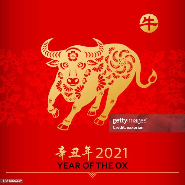 ilustraciones, imágenes clip art, dibujos animados e iconos de stock de buey de año nuevo chino - year of the ox