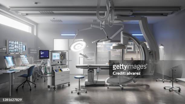 moderner operationssaal in einem krankenhaus digital generiert - healthcare and medicine stock-fotos und bilder