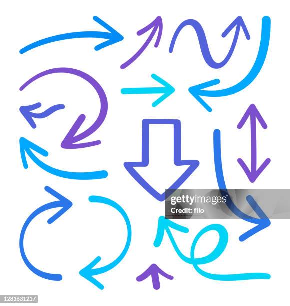 arrow line drawn symbols - homemade stock illustrations