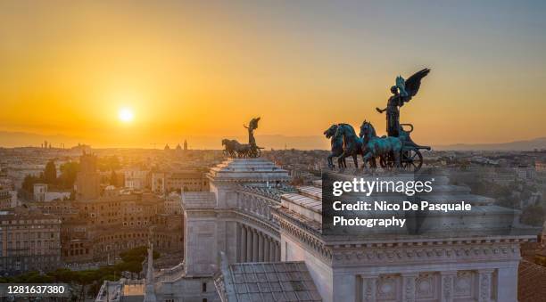 aerial view of the altare della patria - altare della patria stock pictures, royalty-free photos & images