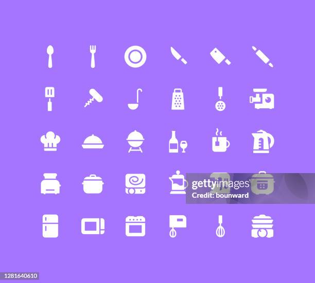 kitchen flat icons - measuring cups stock illustrations