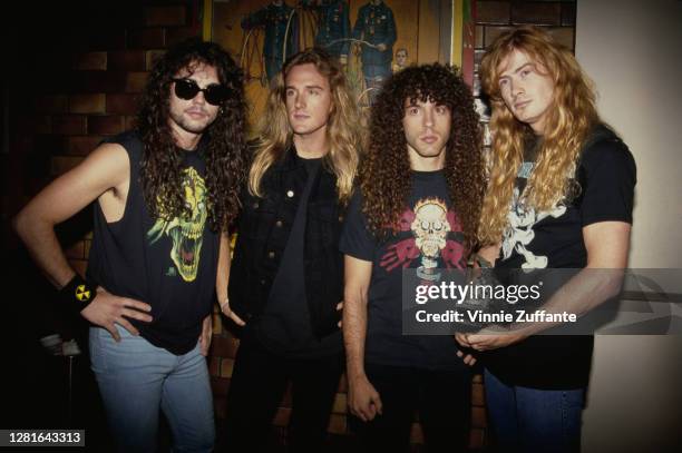 American heavy metal band Megadeth the Concrete Foundations Awards, part of Foundations Forum '91, held at the Airport Marriott Hotel in Los Angeles,...