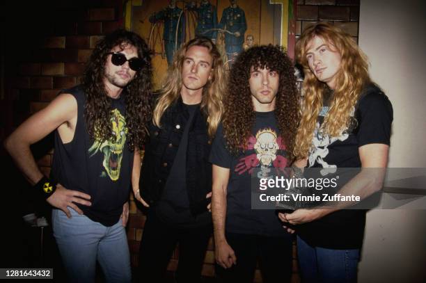 American heavy metal band Megadeth the Concrete Foundations Awards, part of Foundations Forum '91, held at the Airport Marriott Hotel in Los Angeles,...