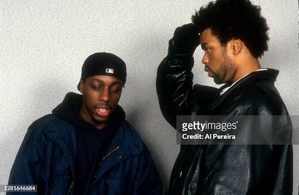 Rappers Method Man and Inspectah Deck of the Wu-Tang Clan pose for a portrait on April 1, 1994 in New York City, New York.