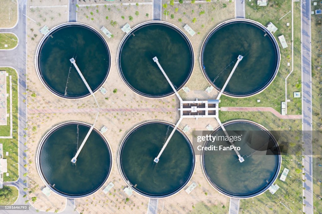 Sewage treatment plant is working