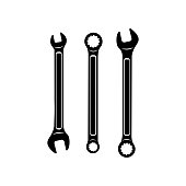 Wrench icon. Silhouette Wrench icon vector isolated on white background