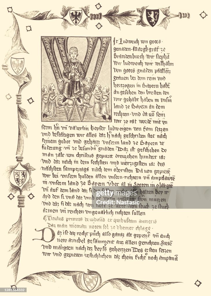 First page of the oldest manuscript in the legal book of Emperor Ludwig of Bavaria, 1346