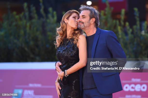 Milena Miconi and Mauro Graiani attend the red carpet of the movie "El Olvido Que Seremos" during the 15th Rome Film Festival on October 22, 2020 in...